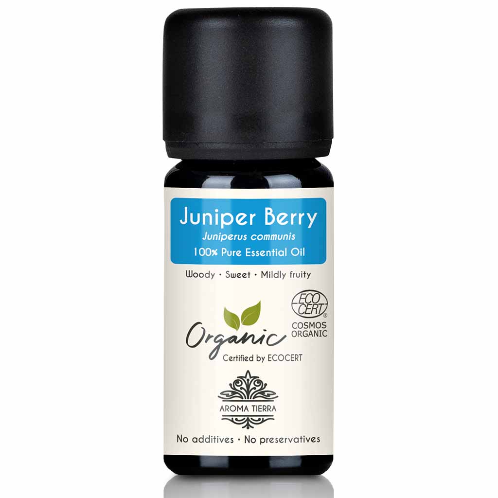 Aroma Tierra Organic Juniper Berry essential oil steam distillation of organic Juniperus communis, 10 ml. 