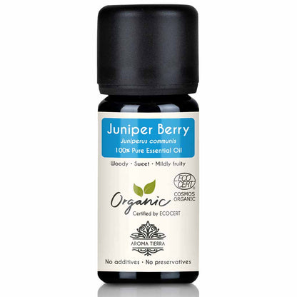 Aroma Tierra Organic Juniper Berry essential oil steam distillation of organic Juniperus communis, 10 ml. 