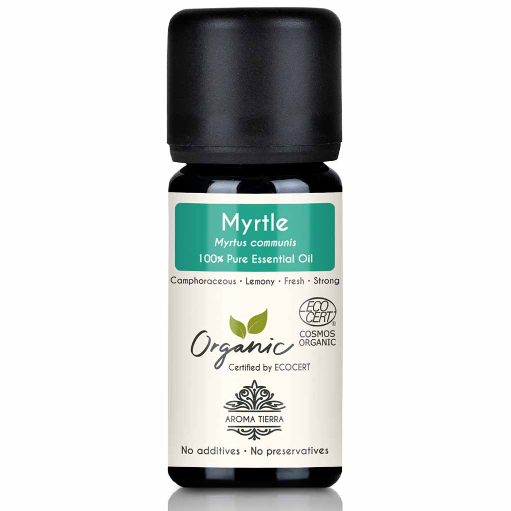 Aroma Tierra Myrtle essential oil best for diffusers natural  reducing stress and anxiety, relaxation, better sleep, 10 ml.