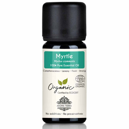 Aroma Tierra Myrtle essential oil best for diffusers natural  reducing stress and anxiety, relaxation, better sleep, 10 ml.