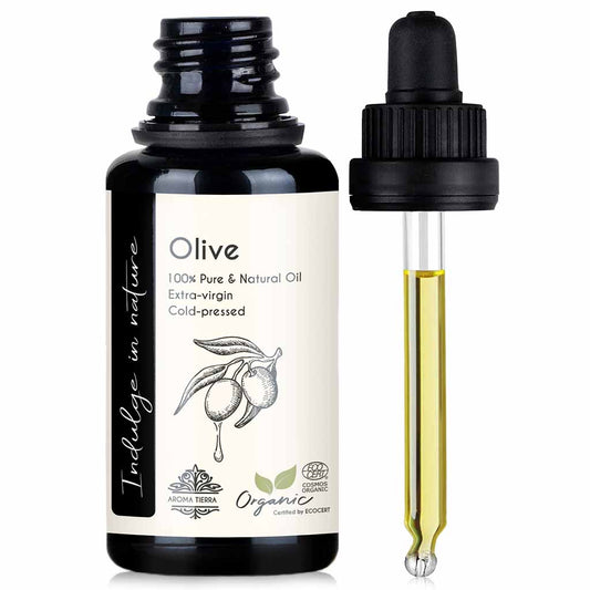 Aroma Tierra Organic Olive natural oil for make up remover,  natural sebum to keep the skin smooth, soft, and supple, 30 ml. 