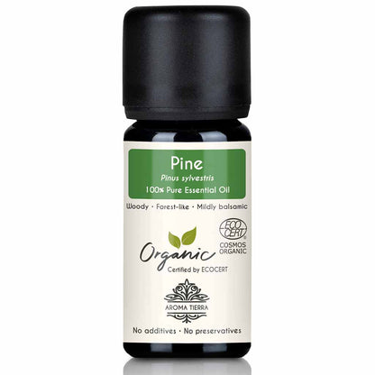 Aroma Tierra Organic Pine essential oil steam distillation of Scotch Pine needles, Pinus sylvestris, 10 ml 