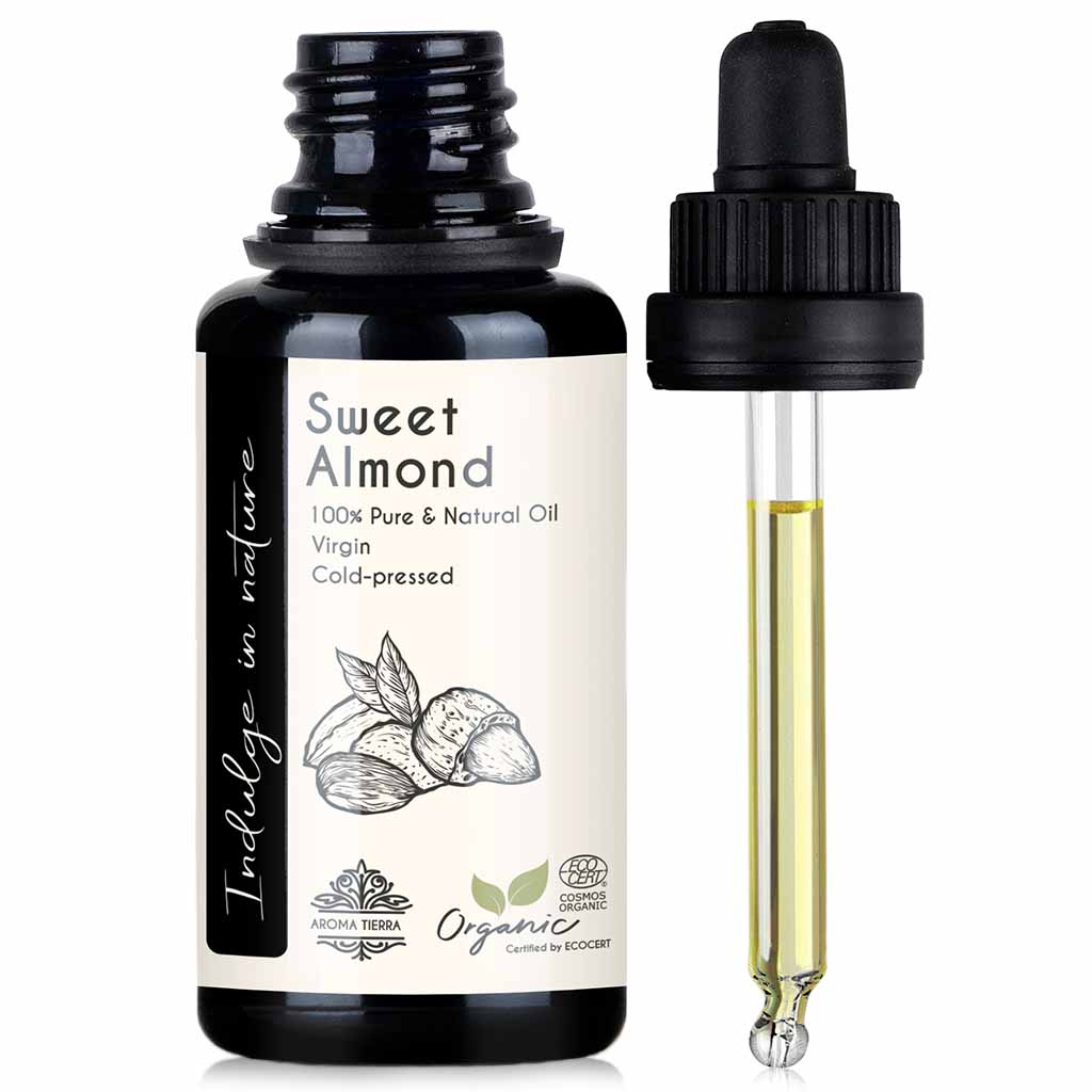 Aroma Tierra Organic Sweet Almond oil for face, body and hair, 30 ml. 