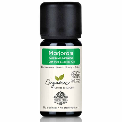 Aroma Tierra Marjoram essential oil best for diffusers natural  cure for depression, mood swings, and emotional stress, 10 ml. 