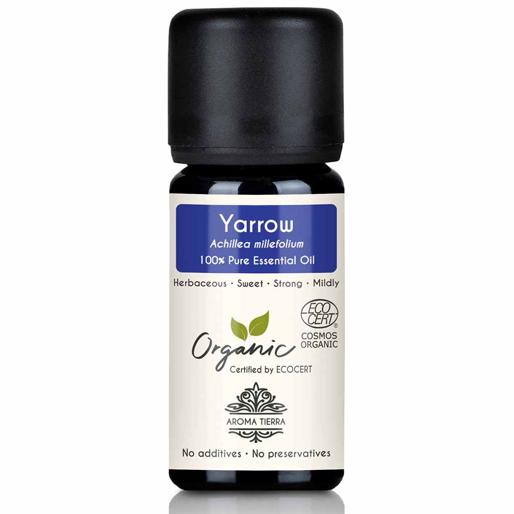 Aroma Tierra Yarrow essential oil best for diffusers  reduce stress, anxiety, and nervous tension, 10 ml. 