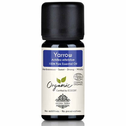 Aroma Tierra Yarrow essential oil best for diffusers  reduce stress, anxiety, and nervous tension, 10 ml. 