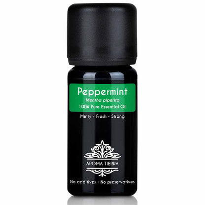 Aroma Tierra Peppermint essential oil steam distillation of leaves of organic Peppermint (Mentha piperita) plant, 10 ml. 