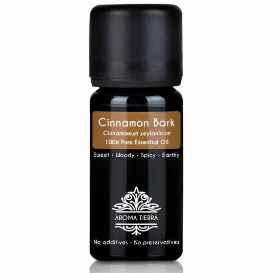 Aroma Tierra Cinnamon Bark  essential oil steam distillation of bark of Cinnamomum zeylanicum tree, 10 ml. 