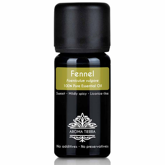 Aroma Tierra Fennel essential oil best for diffusers  reduce mental fatigue, boost focus, and improve concentration, 10 ml. 