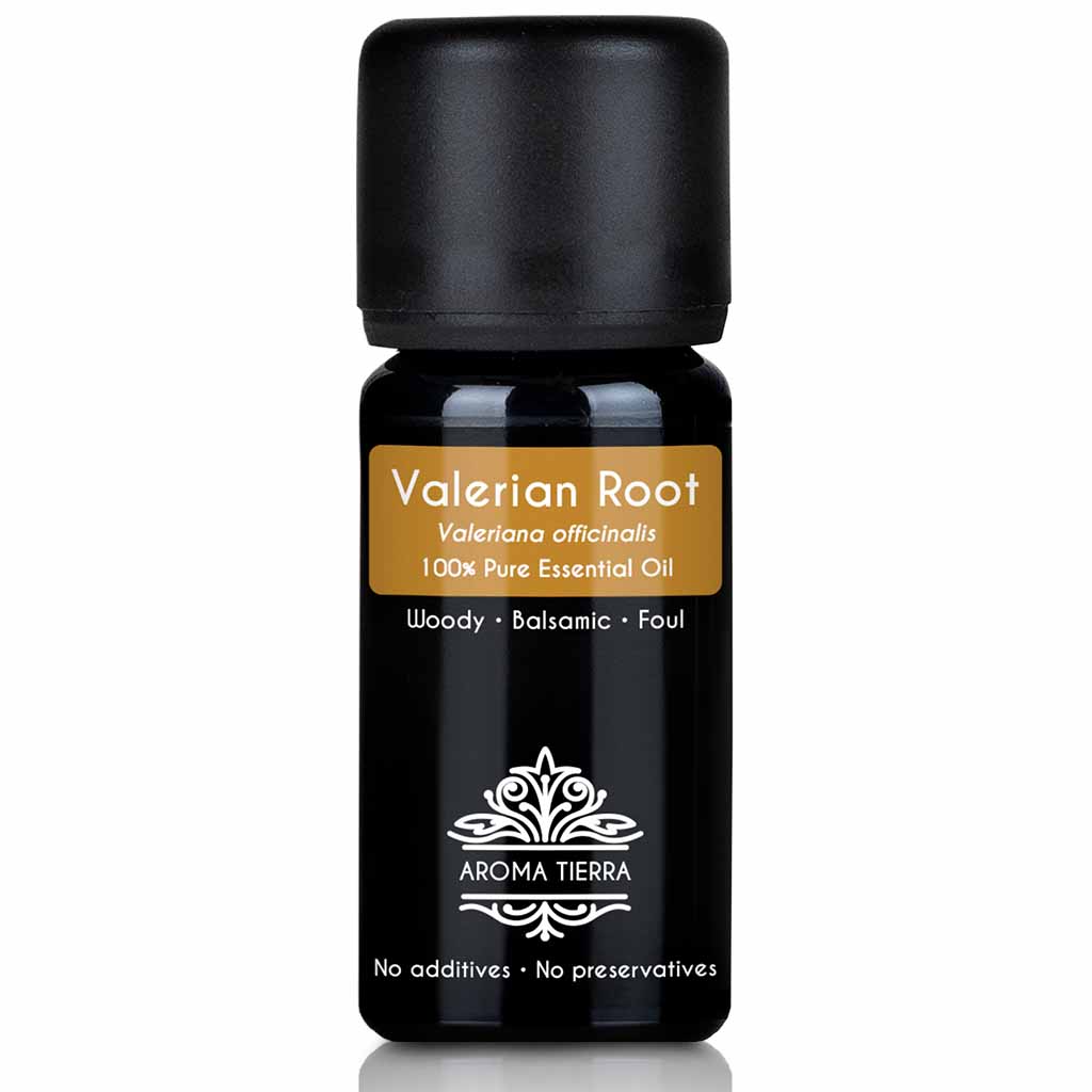 Aroma Tierra Valerian Root essential oil steam distillation of roots of Valerian plant, Valeriana officinalis, 10 ml.