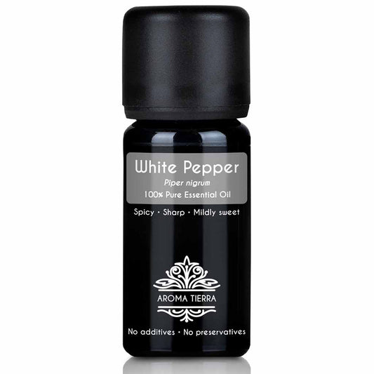 Aroma Tierra White Pepper essential oil steam distillation of white peppercorns, Piper nigrum, 10 ml