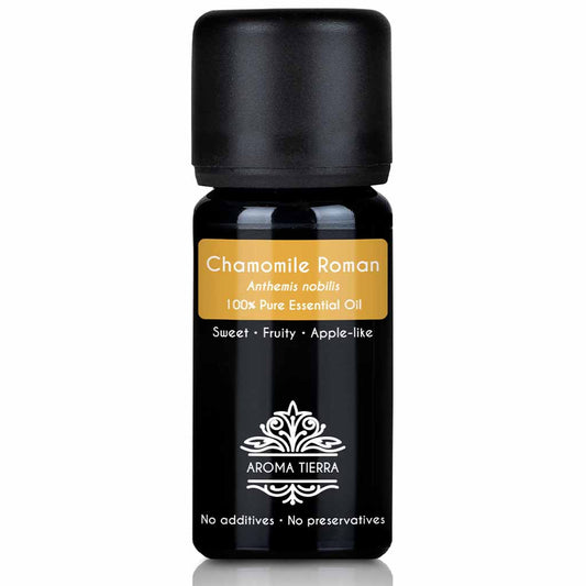 Aroma Tierra Chamomile Roman Essential Oil steam distillation of Chamomile Roman flowers, Anthemis nobilis, 10 ml.