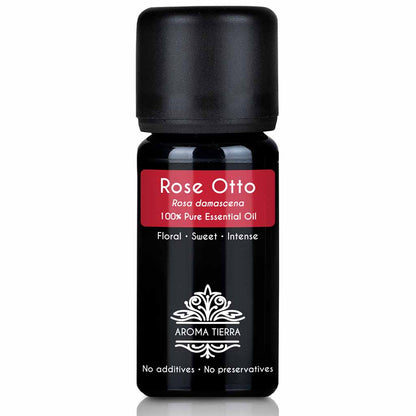 Aroma Tierra Rose essential oil steam distillation of Bulgarian rose flowers and buds, rose otto, 10 ml. 