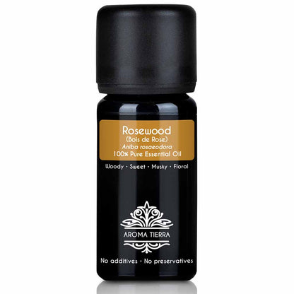 Aroma Tierra Rosewood essential oil best for diffusers uplifting, calming, stress relief, 10 ml. 