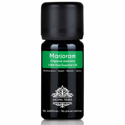 Aroma Tierra Marjoram essential oil best for diffusers natural  cure for depression, mood swings, and emotional stress, 10 ml. 