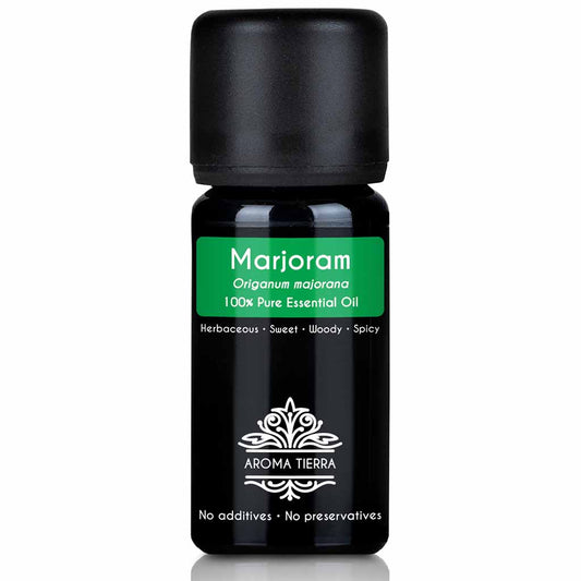 Aroma Tierra Marjoram essential oil best for diffusers natural  cure for depression, mood swings, and emotional stress, 10 ml. 