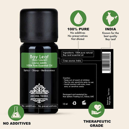 100% Natural and Pure Bay Leaf essential oil, no preservatives, no additives, undiluted, no solvent, no synthetic fragrance
