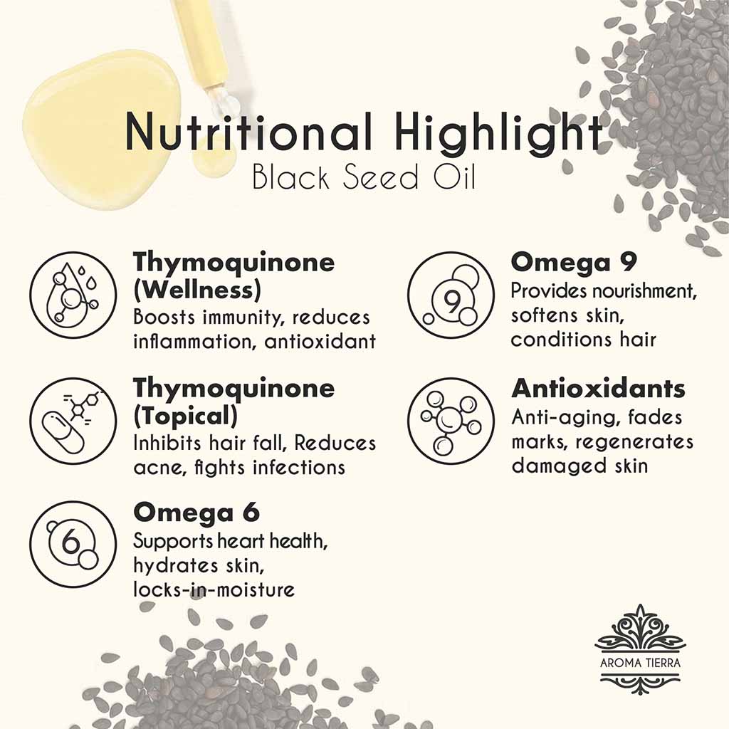COSMO Certified Organic Black Seed or Black Cumin oil, nutritional benefits with thymoquinone.