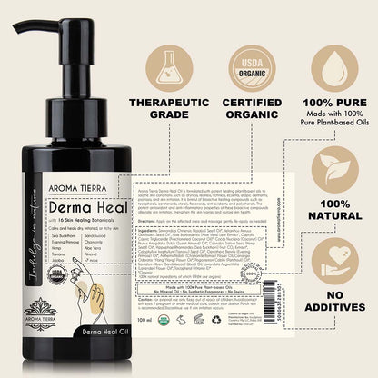 Best Derma Heal Oil with 16 healing botanicals, sea buckthorn, evening primrose, hemp seed, tamanu, jojoba, aloe vera, sandalwood, chamomile, almond
