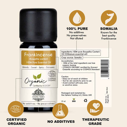 100% Certified Organic Frankincense essential oil, no preservatives, no additives, undiluted. 