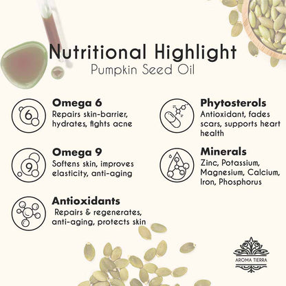  COSMO Certified Organic Pumpkin Seed oil  nutritional benefits, good source of omega 6 and 9.