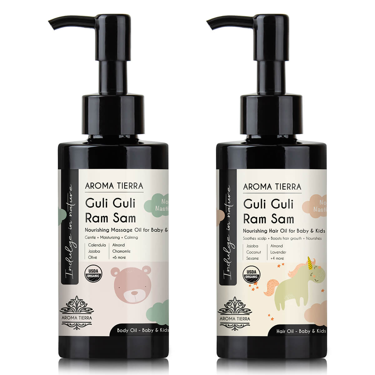 Aroma Tierra Guli Guli Ram Sam Massage and Hair Oils for baby and kids. 