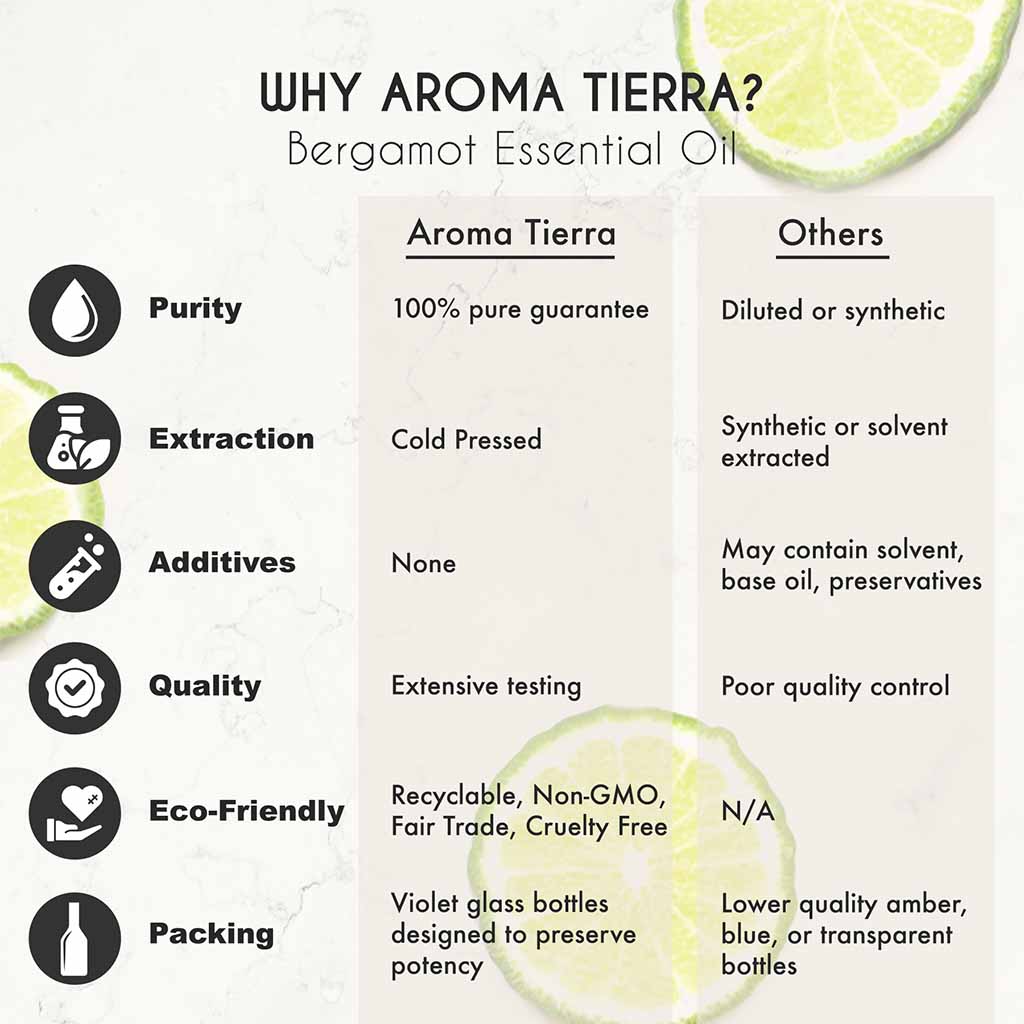 Aroma Tierra Bergamot essential oil  100% pure guarantee, extensive testing