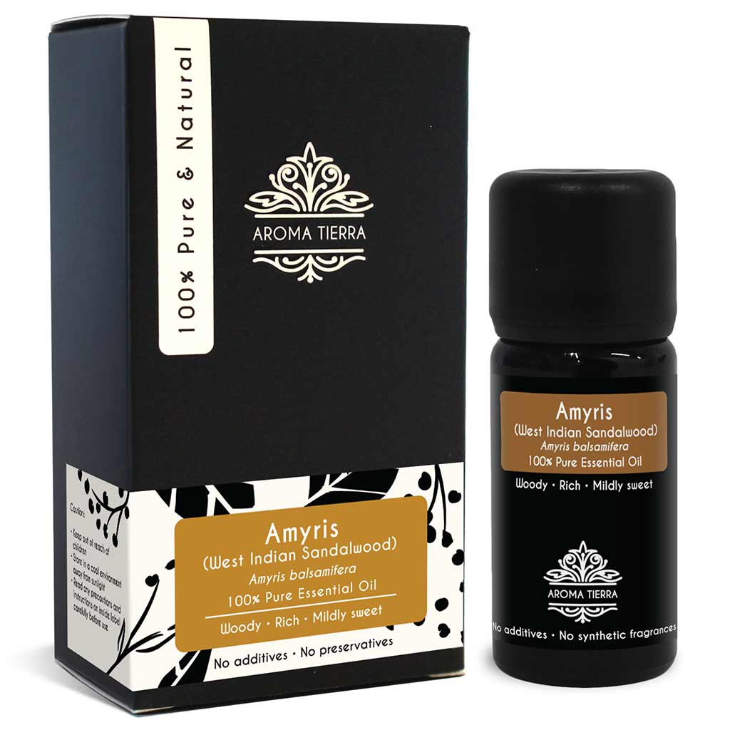 Aroma Tierra Amyris essential oil best for diffuser, calming, better sleep, reduce stress and anxiety, meditation, balance emotion. 