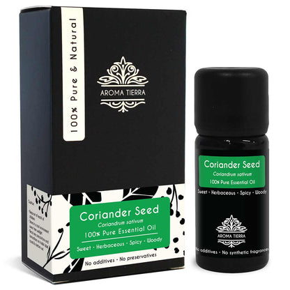 coriander essential oil aroma tierra skin hair face