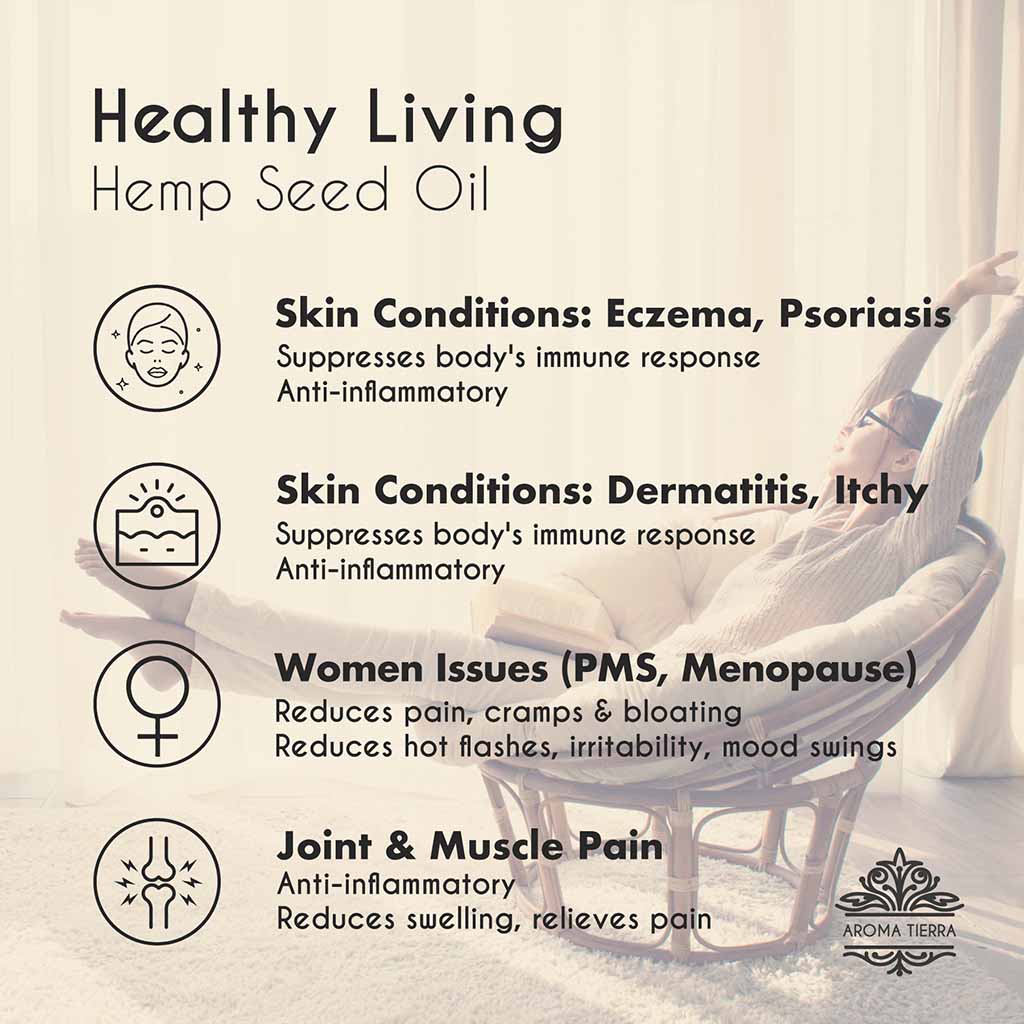 COSMO Certified Organic Hemp Seed oil  best for PMS and menopausal issues. Reduces hot flashes, irritability and mood swings 
