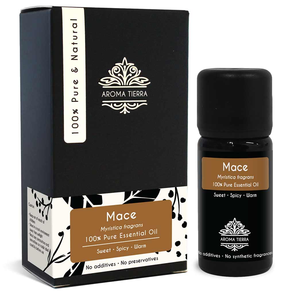 Aroma Tierra Mace essential oil best for diffuser fights infections, purifies air, improves blood circulation 
