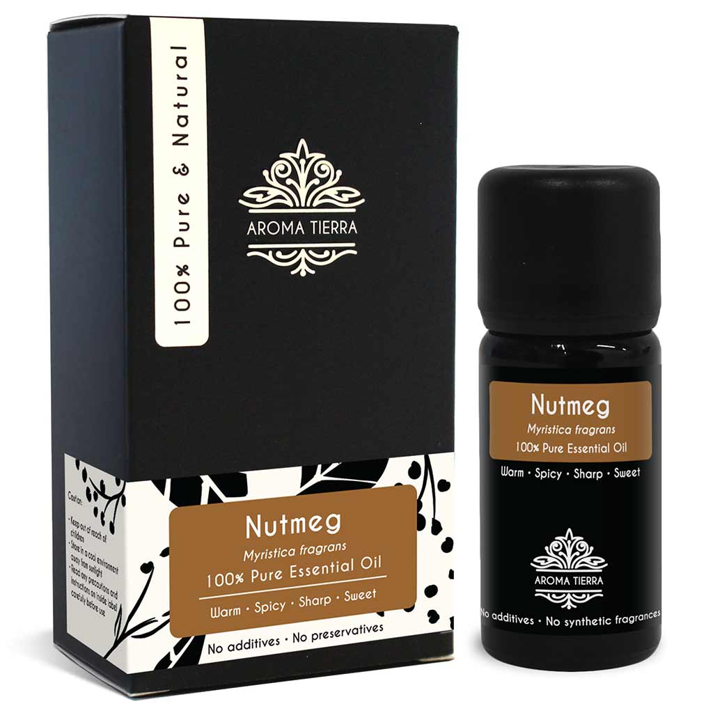 nutmeg essential oil aroma tierra pain relief