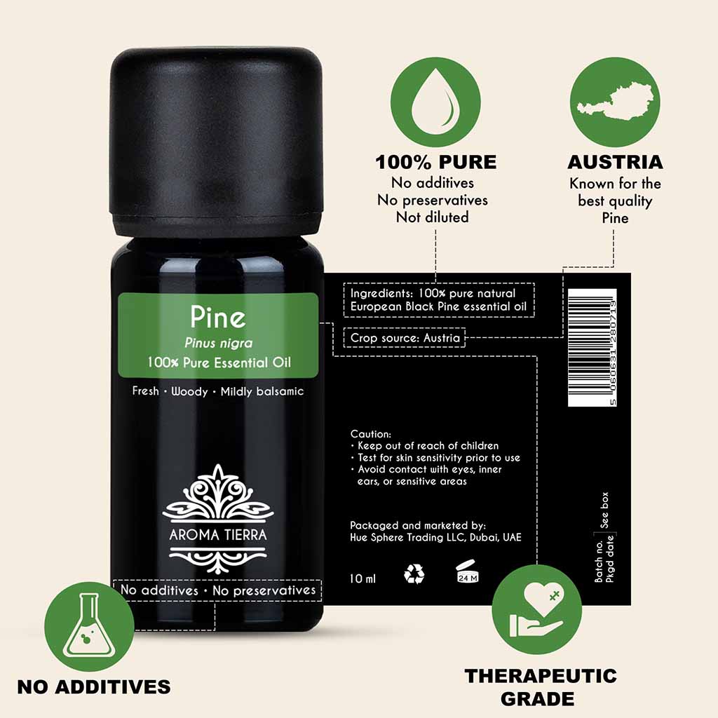 100% Natural and Pure Pine essential oil, no preservatives, no additives, undiluted, no solvent, no synthetic fragrance