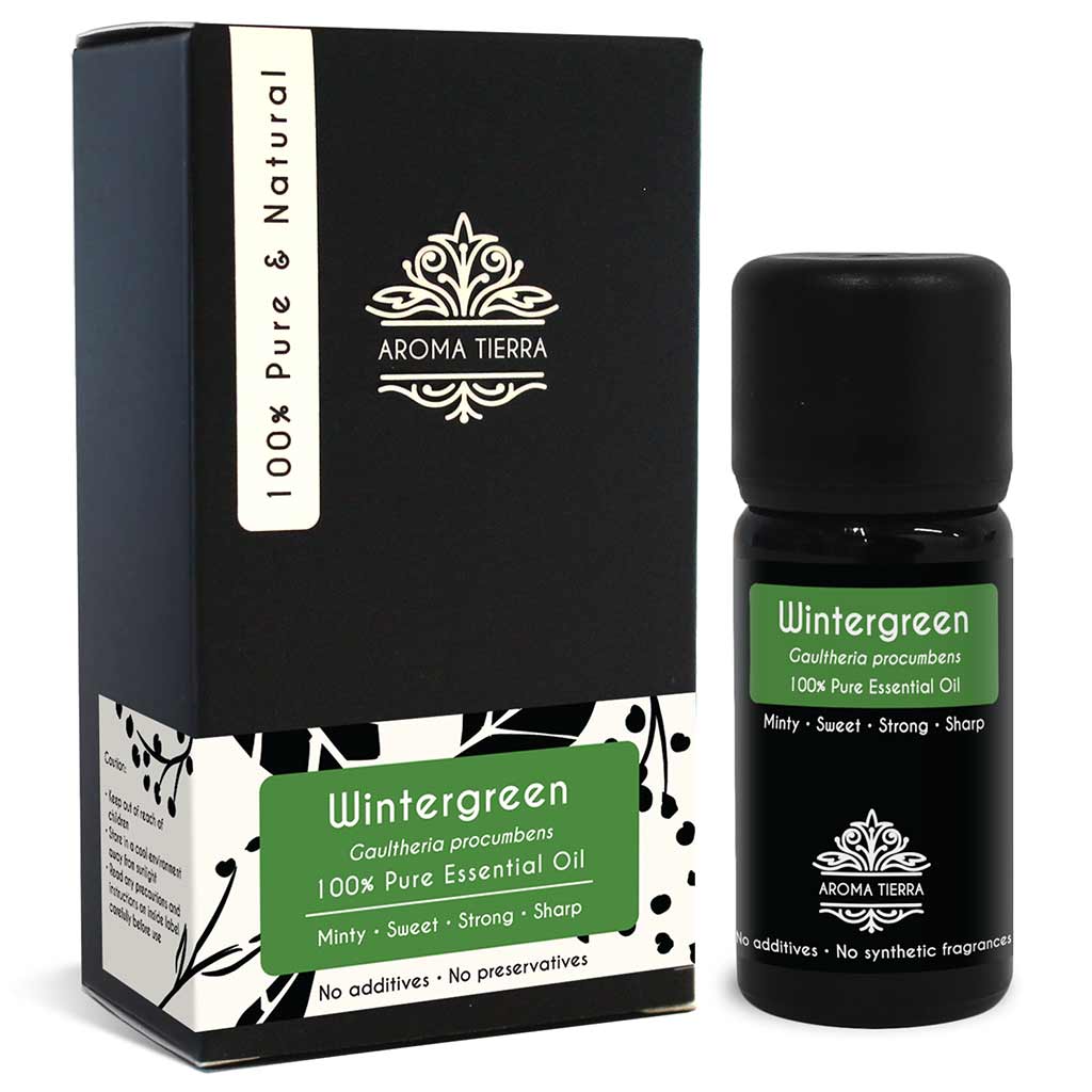 Aroma Tierra Pure Wintergreen essential oil best for diffuser , stress relief and mood boosting,  treats acne, irritated skin, 
