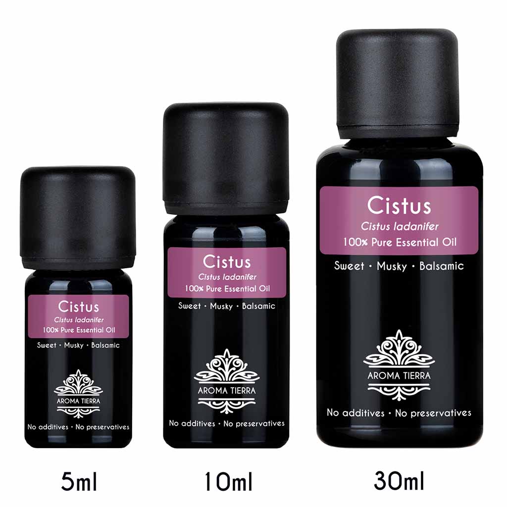 Aroma Tierra Pure Cistus essential oil from Spain, for diffusers, for meditations and spirituality, relieve stress and anxiety.  