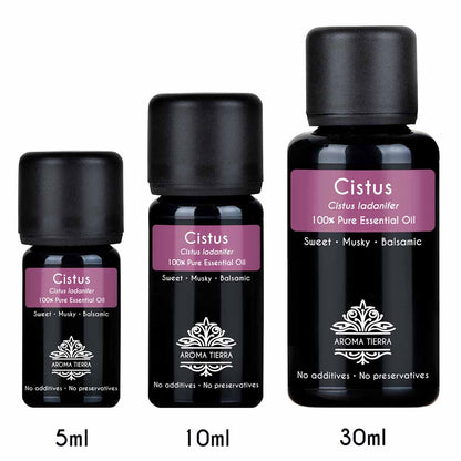 Aroma Tierra Pure Cistus essential oil from Spain, for diffusers, for meditations and spirituality, relieve stress and anxiety.  