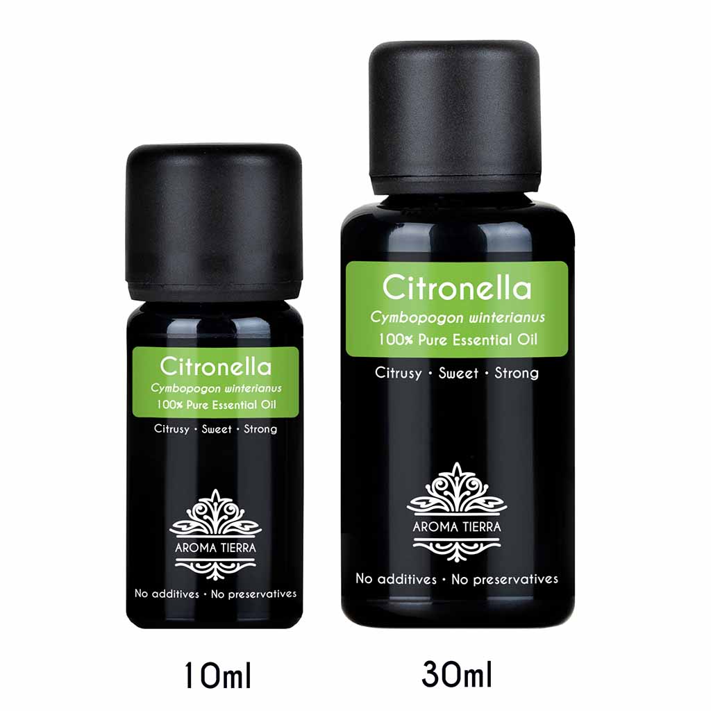 Aroma Tierra Citronella essential oil best for diffusers, mood enhancer, reduce mental fatigue. 
