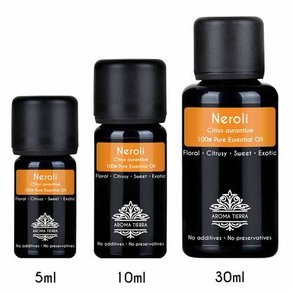 Aroma Tierra Natural Neroli essential oil available sizes. 
