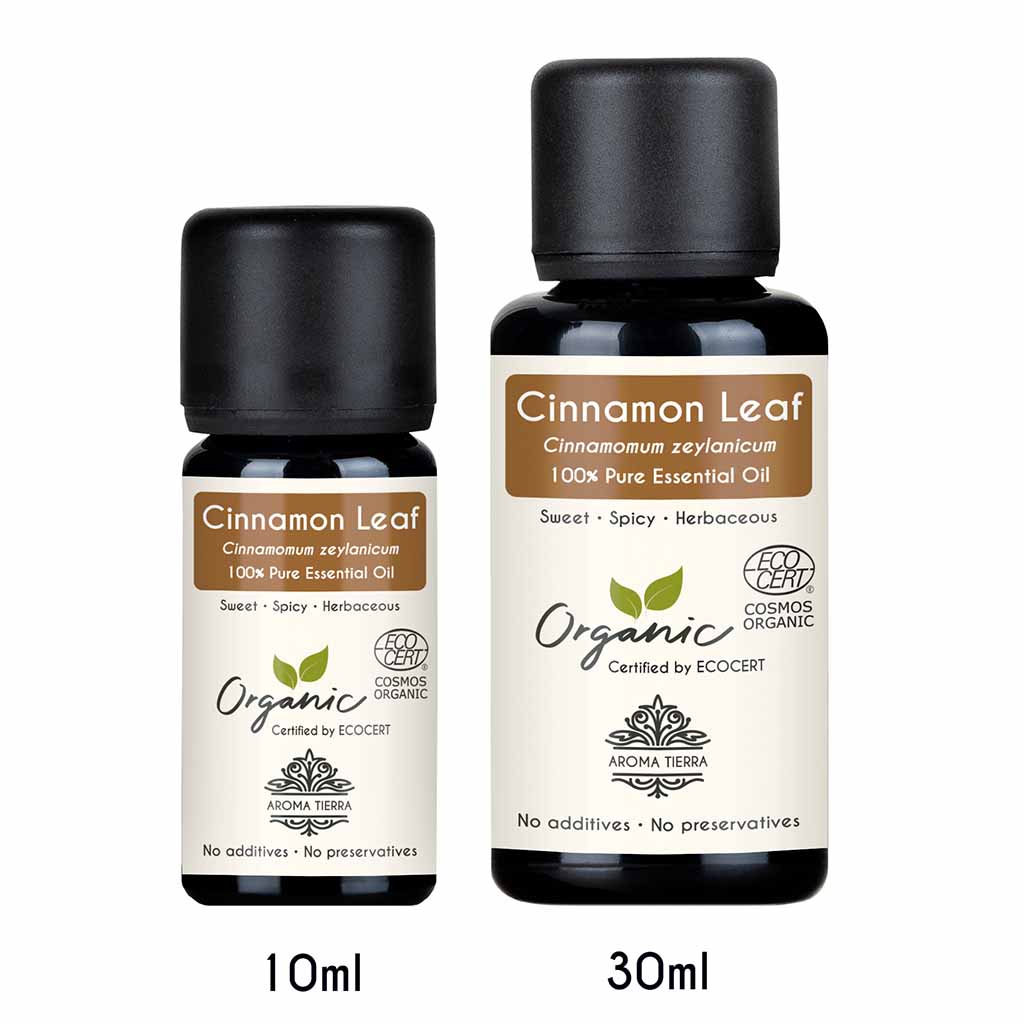 Aroma Tierra Organic Cinnamon bark essential oil relieves cold, stimulated blood, fights fatigue. 