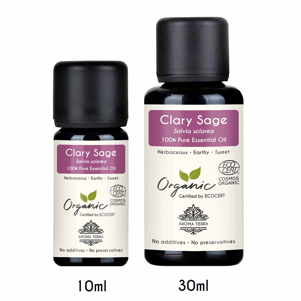 Aroma Tierra Organic Clary Sage essential oil better sleep,  helpful for respiratory conditions like colds, coughs, bronchitis, or sinus congestion.