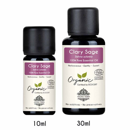 Aroma Tierra Organic Clary Sage essential oil better sleep,  helpful for respiratory conditions like colds, coughs, bronchitis, or sinus congestion.
