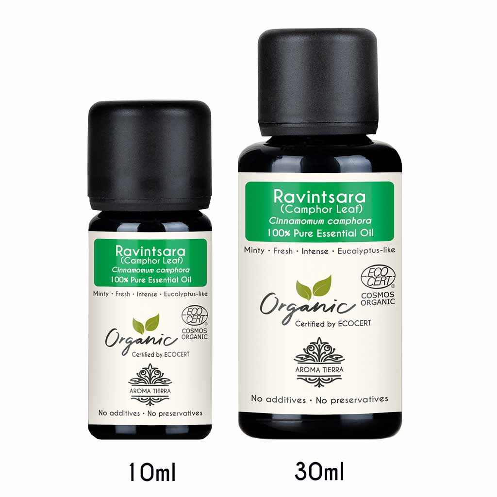 Aroma Tierra Organic Ravintsara essential oil best for diffusers promotes relaxation and better sleep, relieve stress and anxiety.  