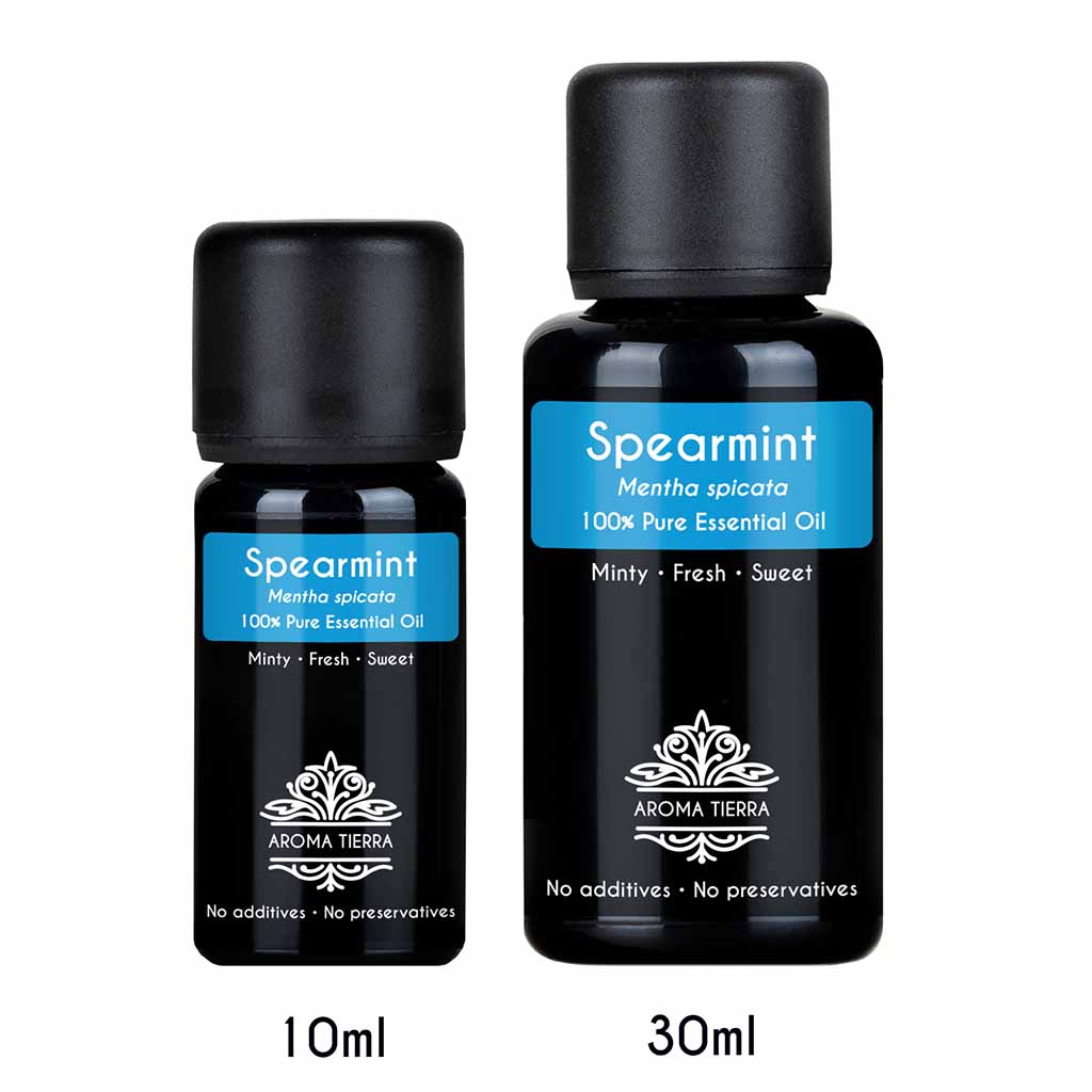 Aroma Tierra Spearmint essential oil soothe sore throat, congestion, breathing, steam inhalation