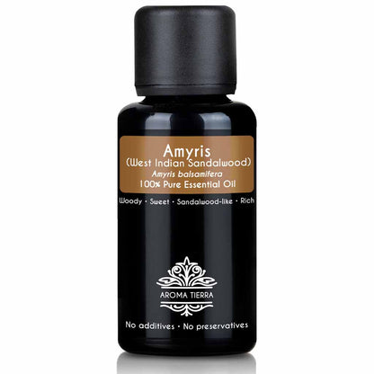 Aroma Tierra Pure Amyris essential oil from Haiti, reduce muscle pain, headaches, clears congestion