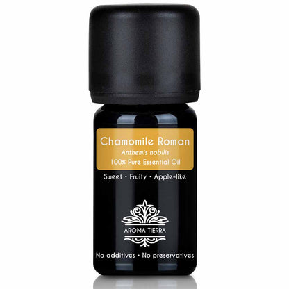 Aroma Tierra Natural Chamomile Roman essential oil best for diffuser, mood and emotional balance, 5 ml. 