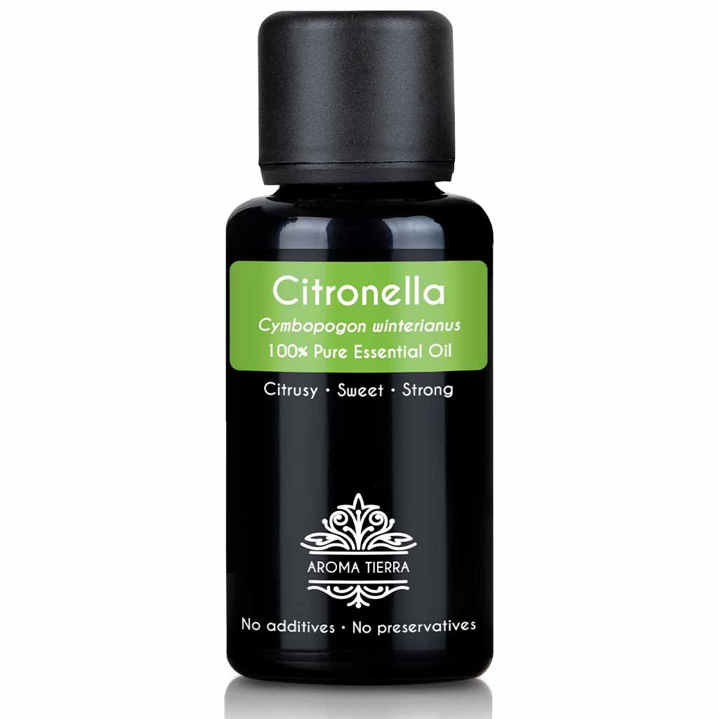 Aroma Tierra natural and pure citronella essential oil therapeutic grade, 30 ml. 