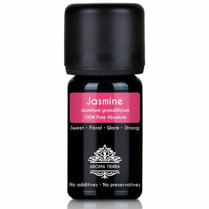 Aroma Tierra natural and pure Jasmine essential oil therapeutic grade, 5 ml. 