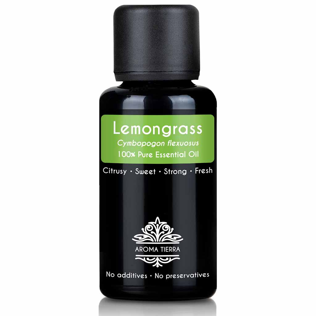 Aroma Tierra natural and pure lemongrass oil therapeutic grade, 30 ml. 
