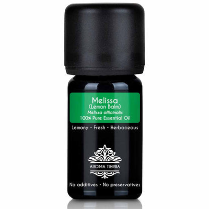 Aroma Tierra natural and pure melissa  essential oil therapeutic grade, 5 ml. 