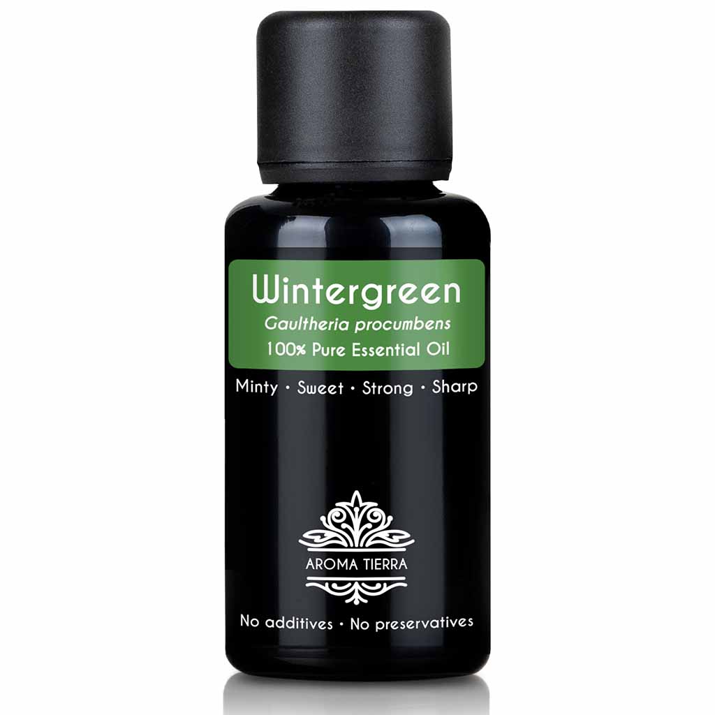 Aroma Tierra natural and pure wintergreen essential oil therapeutic grade, 30 ml. 